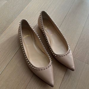 Christian Louboutin Anjalina nude flats with gold spikes
